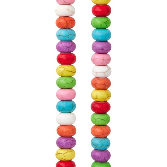 12 Pack: Colourful Howlite Rondel Beads, 8mm by Bead Landing™